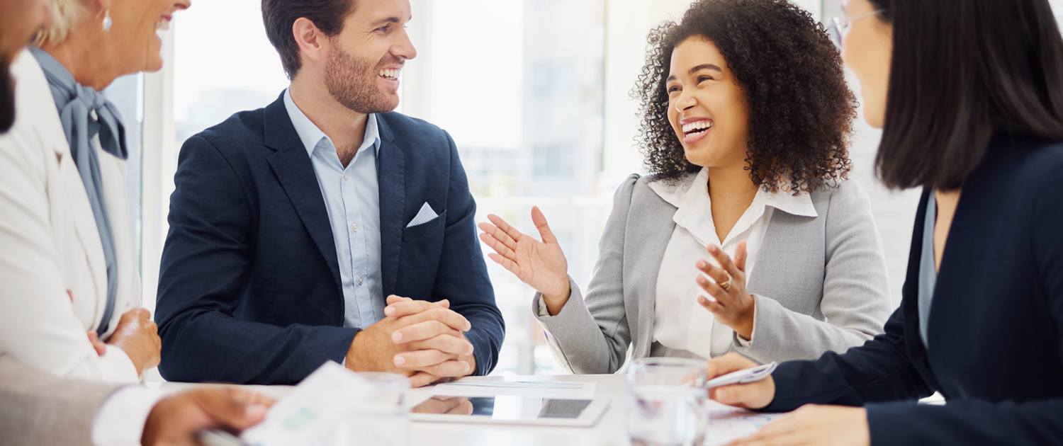 Diversity, Conversation And Business Meeting People Laughing