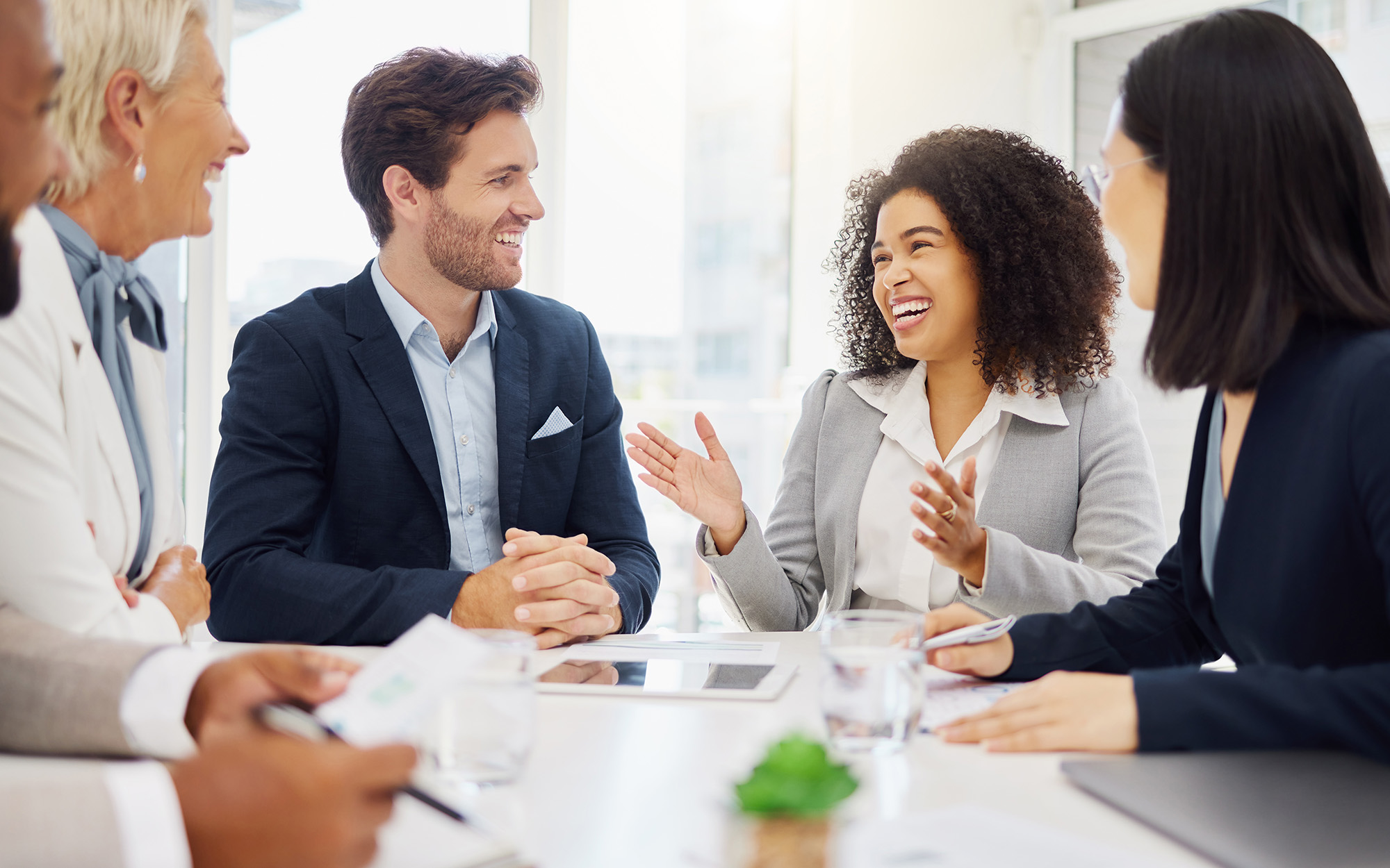 Diversity, Conversation And Business Meeting People Laughing