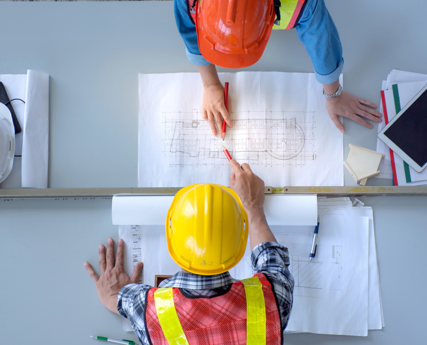 Top View Of Group Of Engineering Team Is Meeting