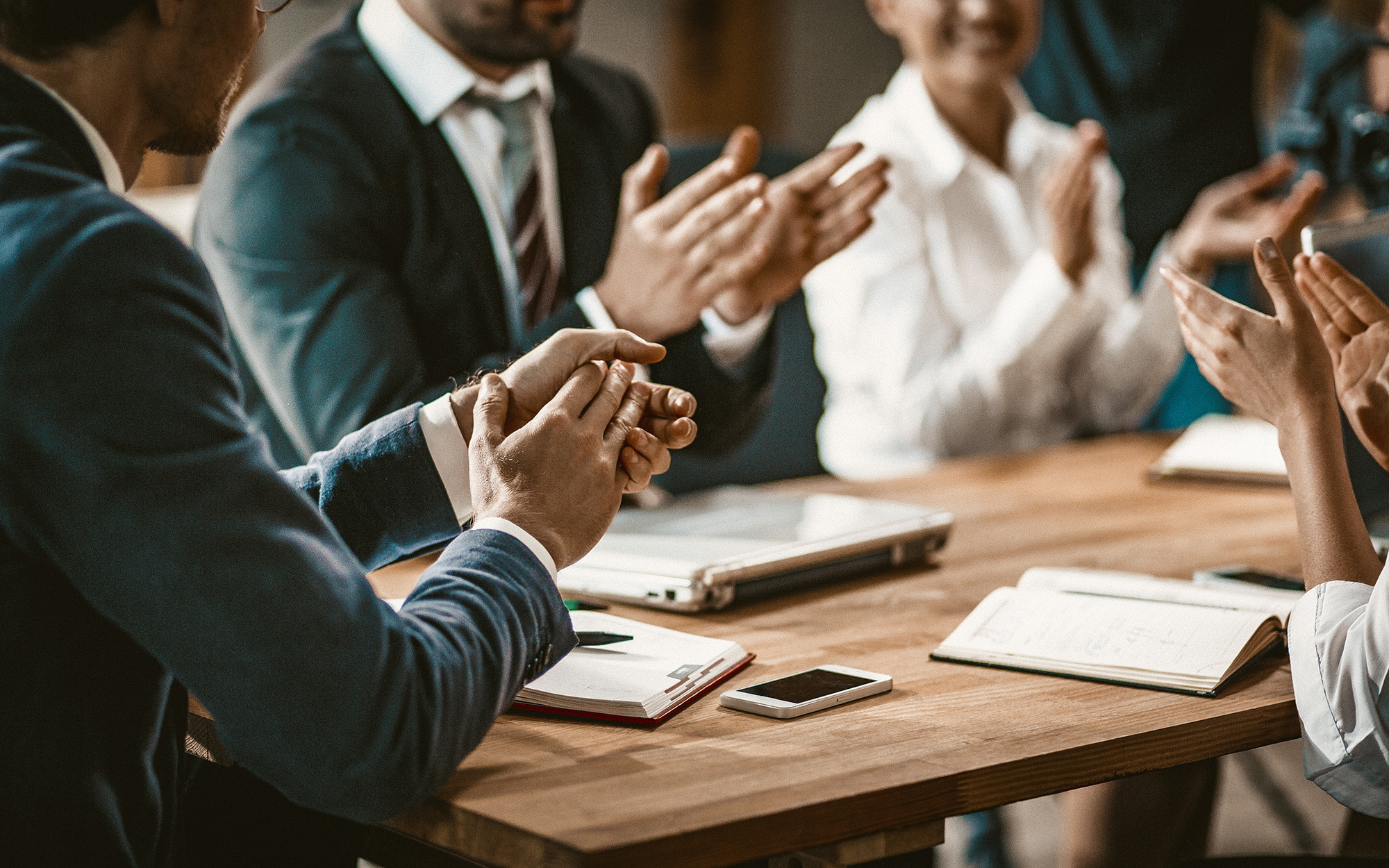 Applause Of Business Team, Diverse Group Of Office Worker Applauds
